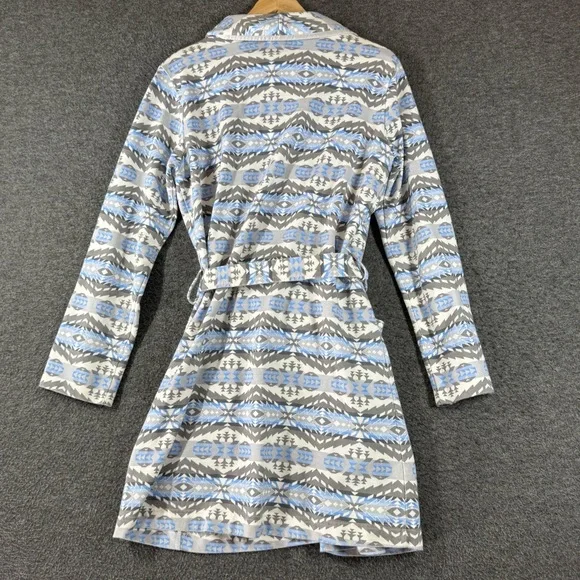 PENDLETON Harding Robe Womens Small Blue Grey White Geometric Southwestern Cozy - Picture 8 of 10